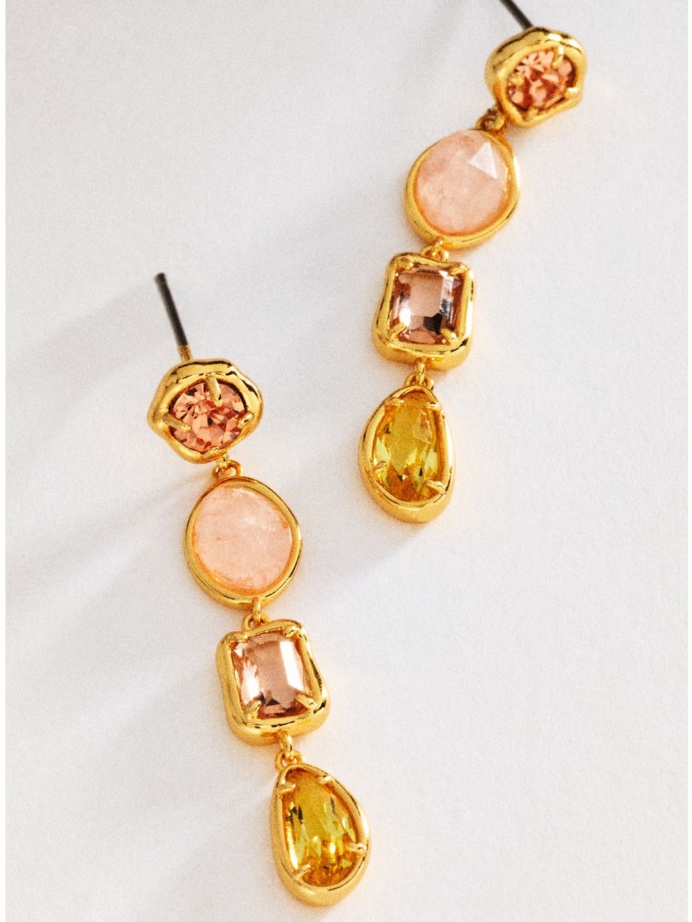 Anthropologie Peach Organic Stone Drop Earrings. Brand new!